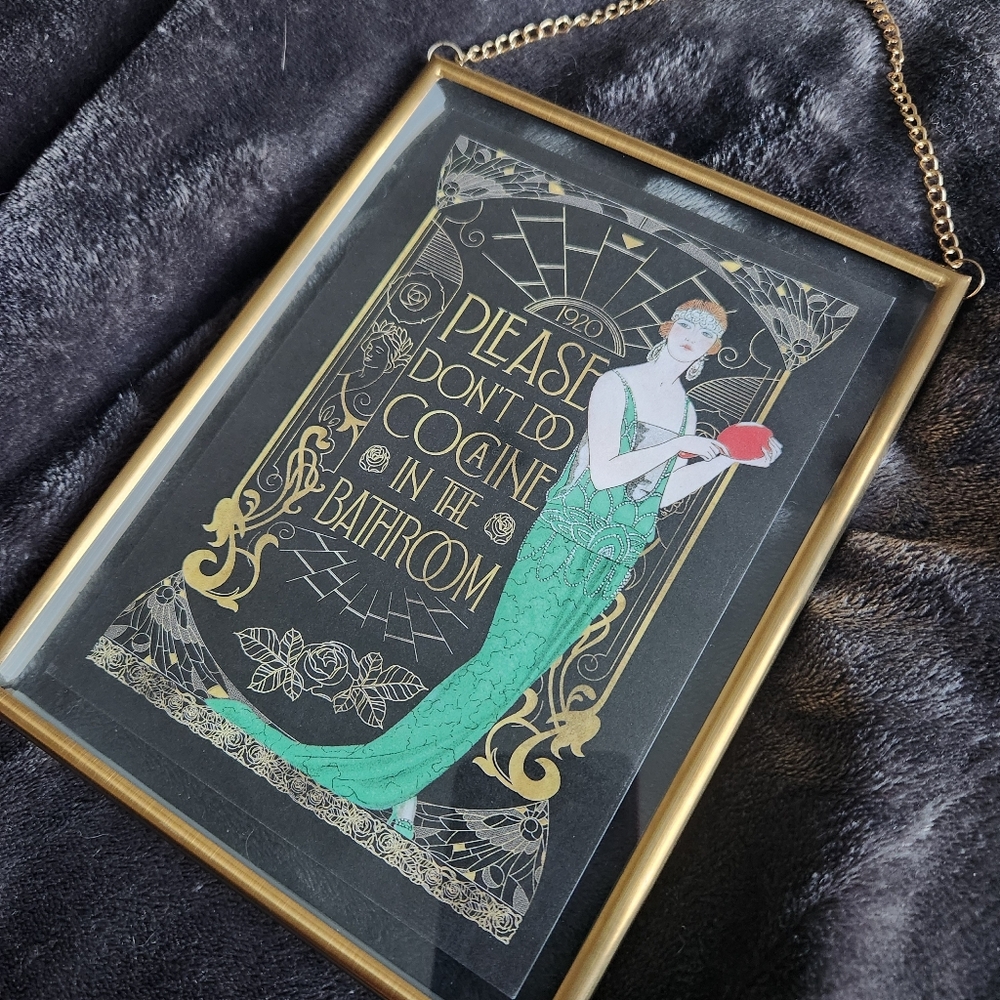 Funny 5x7 Art Deco Bathroom Art Print With Hanging Frame